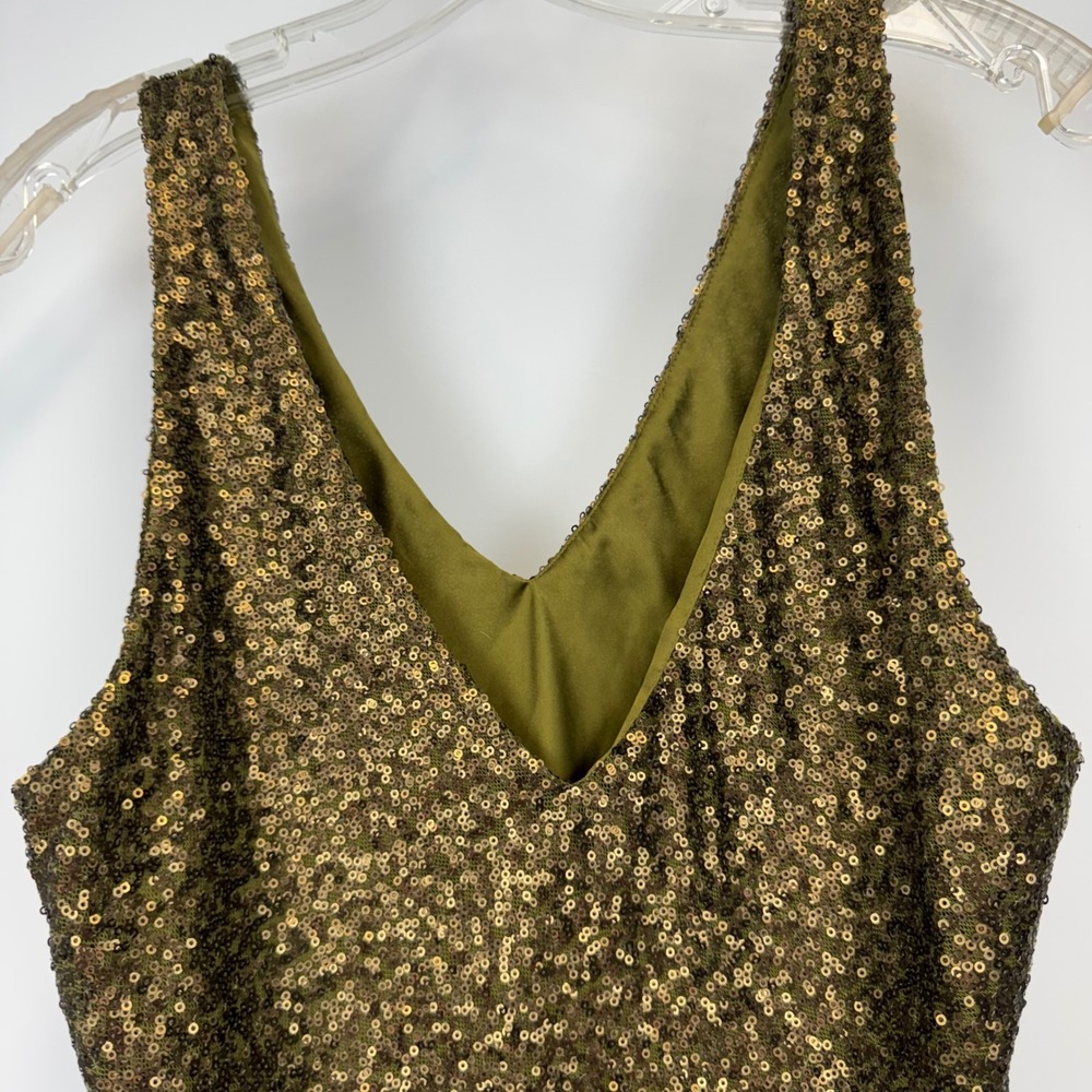Lauren Ralph Lauren Metallic Gold Sequin Tank Top Size 16 Sleeveless V-Neck - Picture 11 of 12